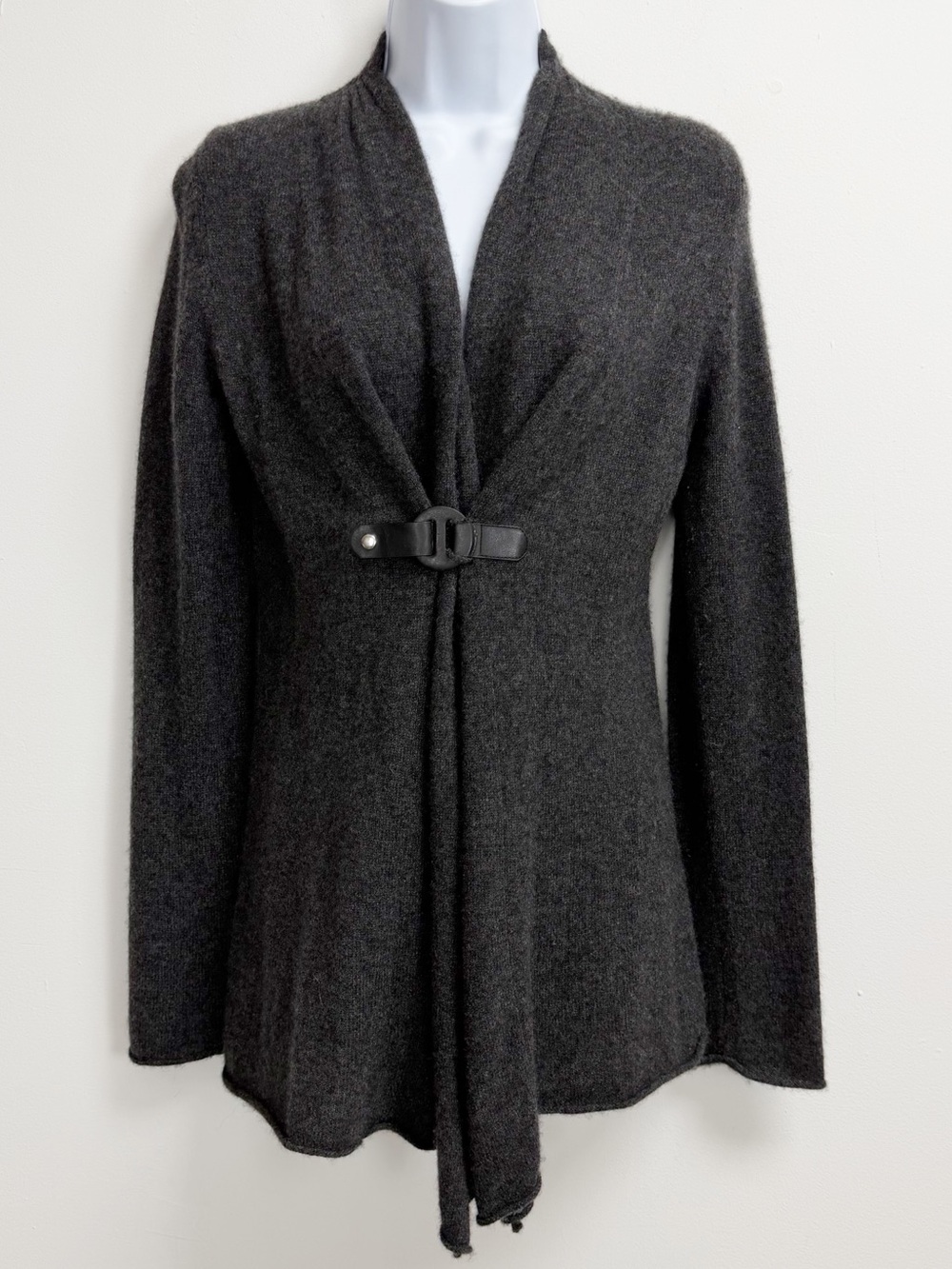 Cynthia Rowley Sweater Womens Small Gray 100% Cashmere Cardigan Knit Snap Front